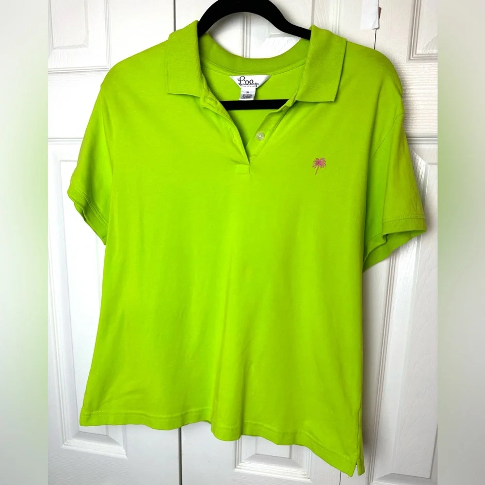 2 LILLY PULITZER Y2K Vintage Polo Shirts Blue Green Blouse Top Preppy Golf Knits - Picture 5 of 11